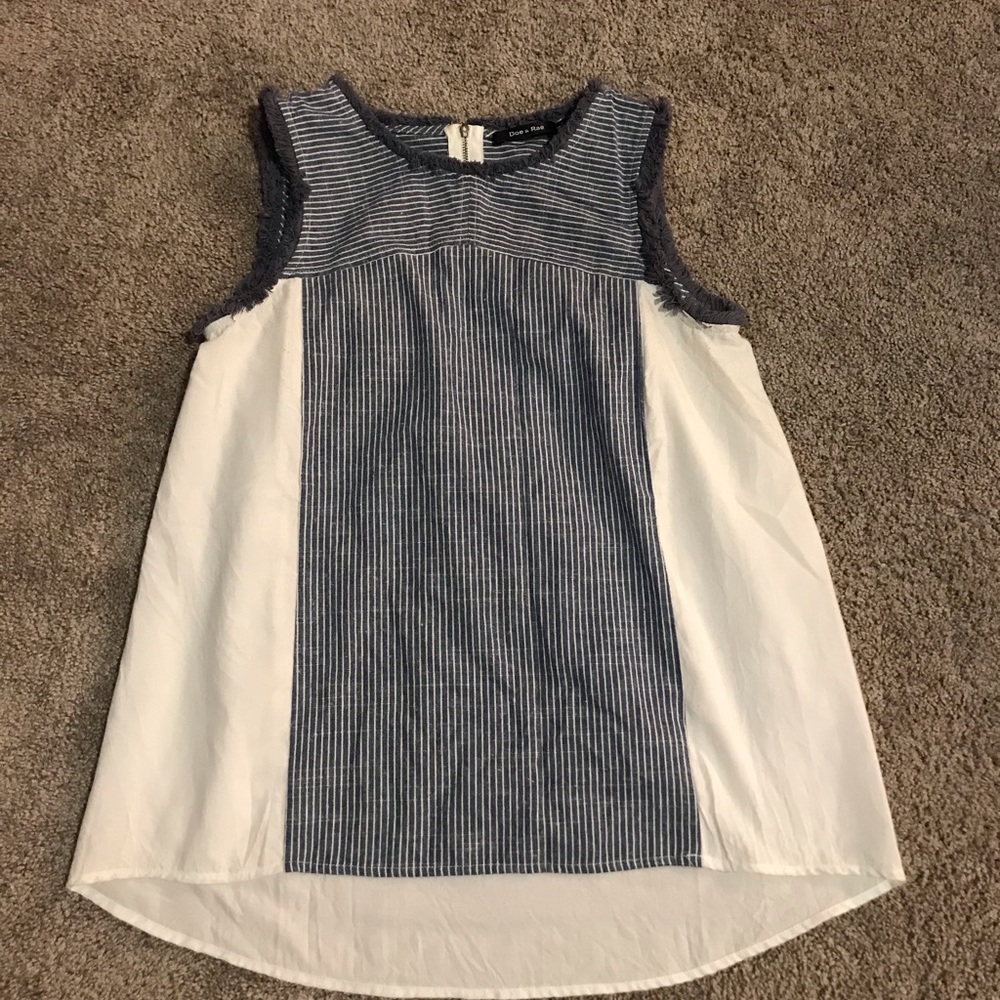Doe & Rae Striped Sleeveless Blouse-Small.